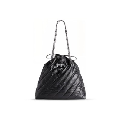 BALENCIAGA WOMEN'S CRUSH TOTE BAG MEDIUM IN BLACK 742941210J01000 (45.9*39.8*13.9cm)